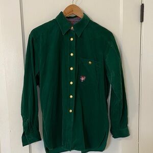 Vintage Escada Sport Green Corduroy Button Down Shirt - size M - EUC